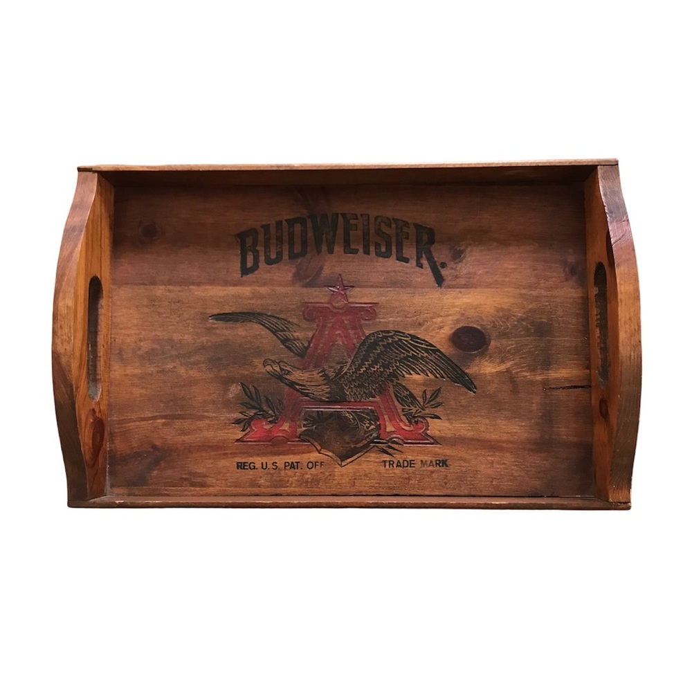 Budweiser Anheuser-Busch Vintage Wooden Bar Tray